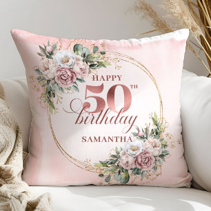 Almohada de cumpleaños número 50 de Floral Greener