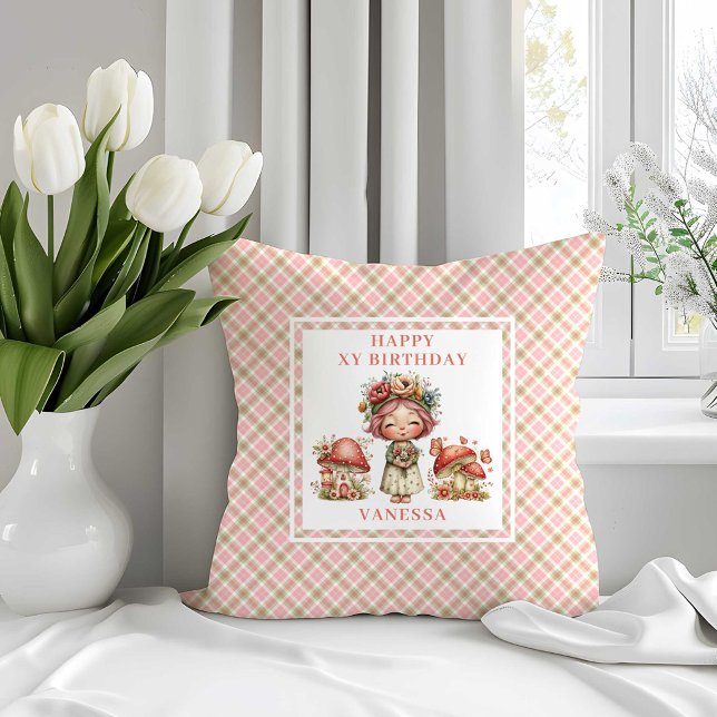 Almohada de Cumpleaños número 5 de Hada Mágica Ado (Cute Magical Fairy 5th Birthday Throw Pillow)