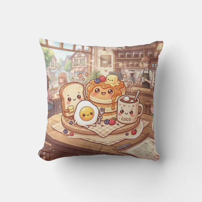 Almohada de Cute Breakfast Café (Anverso)