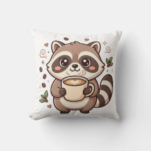Almohada de Cute Raccoon Latte