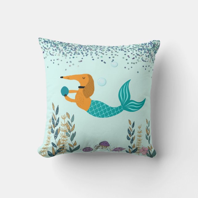 Almohada de Dachshund con cola de sirena (Anverso)
