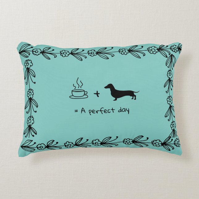 Almohada de Dachshund y amante del café (Anverso)