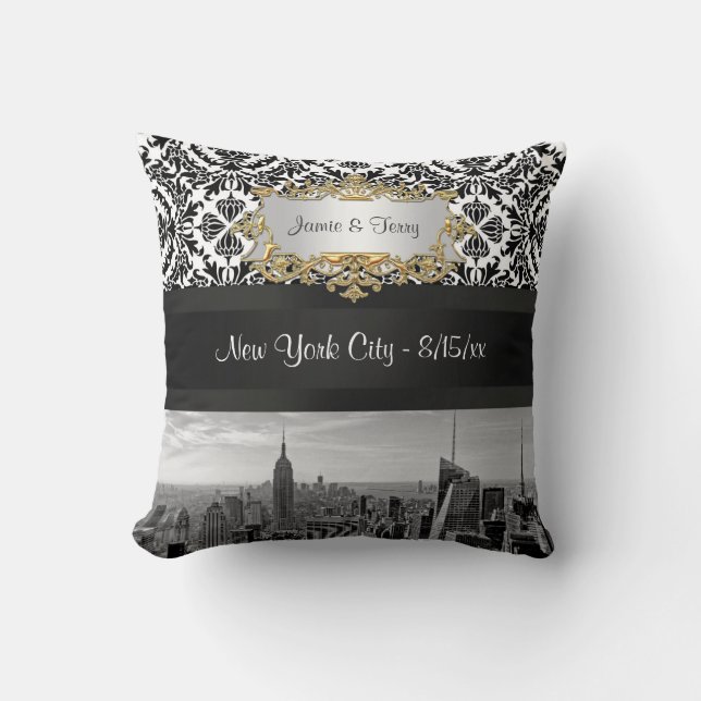 Almohada de damasco BW 431 de la silueta de la ciu (Anverso)