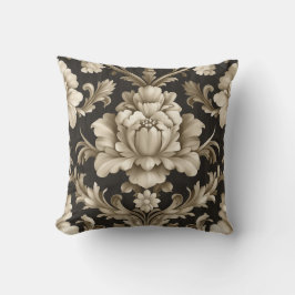 Almohada de Damasco Floral Beige-Vieja