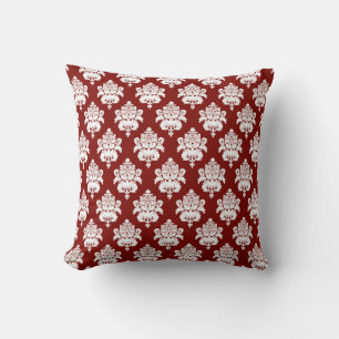 Almohada de Damasco Rojo/ Diseño Rojo Reversibles