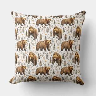 Almohada de decoración de cabaña de oso pardo de m