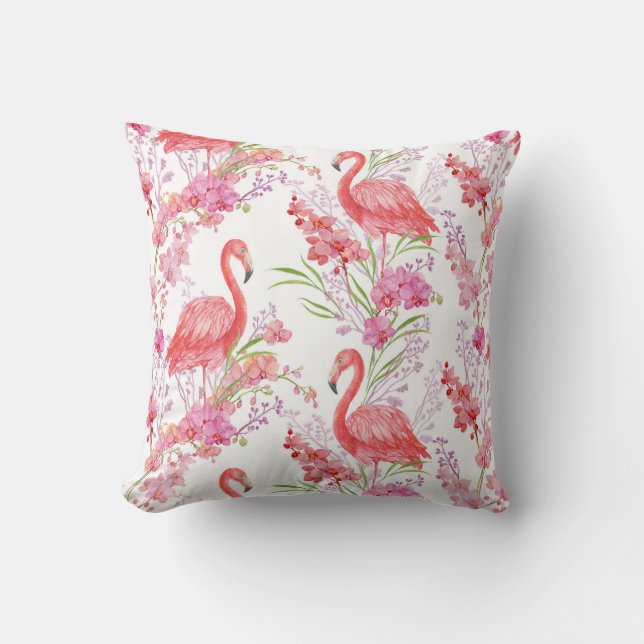 almohada de decoración de patrones de flamingo ros (Anverso)