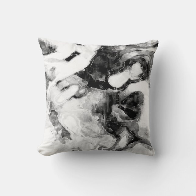 Almohada de decoración gris/blanco abstracto (Anverso)