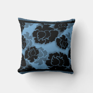 Almohada de defunción floral ondulada, azul