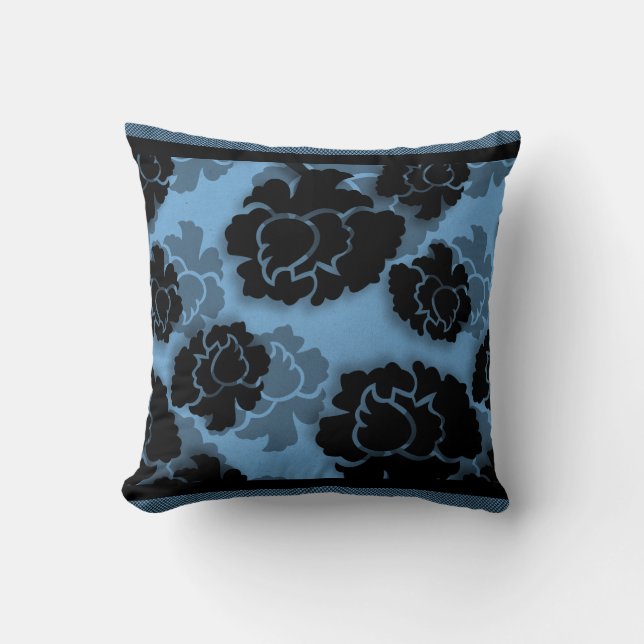 Almohada de defunción floral ondulada, azul (Anverso)