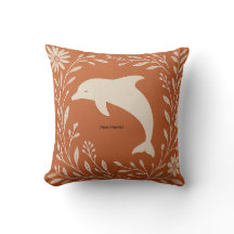 Almohada de delfín de terracota boho | Agregar tex