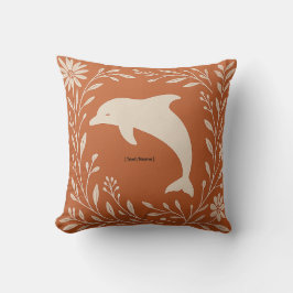 Almohada de delfín de terracota boho | Agregar tex