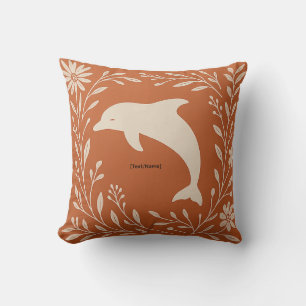Almohada de delfín de terracota boho Agregar tex
