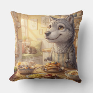 Almohada de desayuno del lobo acogedor