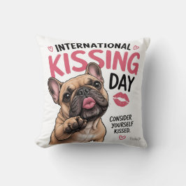 Almohada de Día de Besos Bulldog Francés