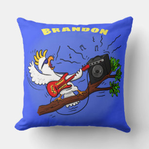 Almohada de dibujos animados de cacatúa tocando gu