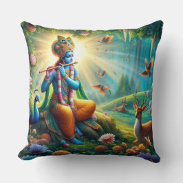 almohada de Dios hindú Krishna con diseño de om ha