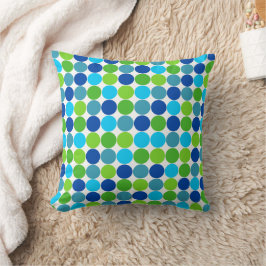 Almohada de diseñador de lunares verdes azules