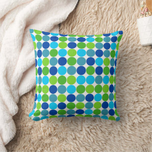 Almohada de diseñador de lunares verdes azules