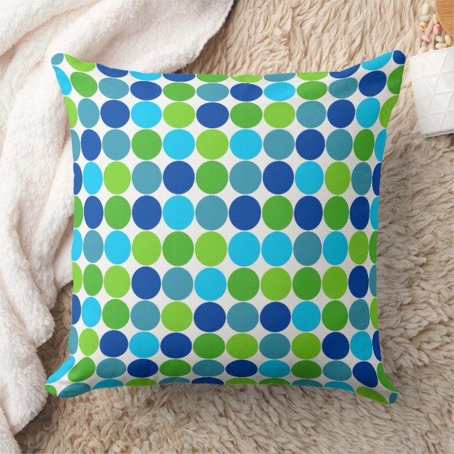 Almohada de Diseñador de Lunares Verdes y Azules (Manta)