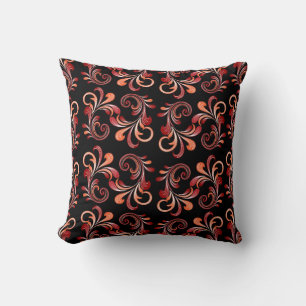 Almohada de diseñador estampada en coral/negro