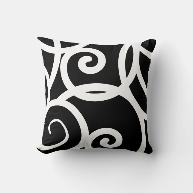 almohada de diseño abstracta blanca y negra modern (Anverso)