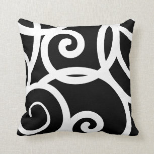 almohada de diseño abstracta blanca y negra modern