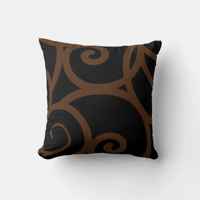 almohada de diseño abstracto marrón y negro modern (Anverso)