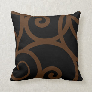 almohada de diseño abstracto marrón y negro modern