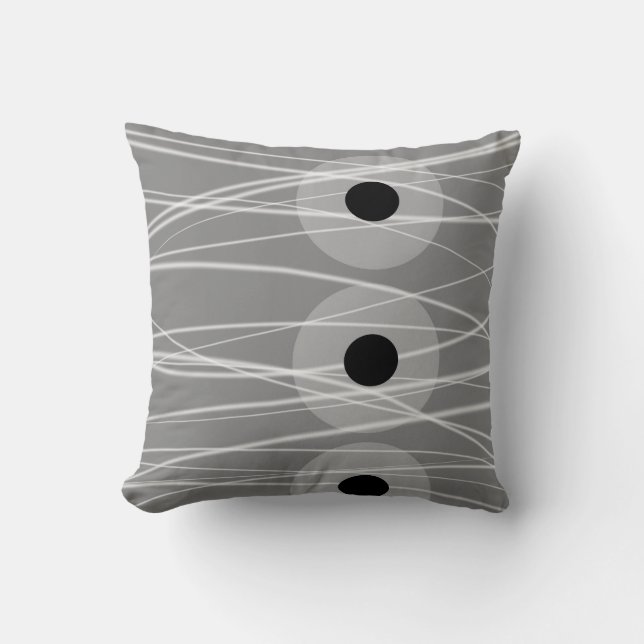 almohada de diseño artístico abstracto gris y blan (Anverso)