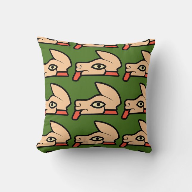 almohada de diseño azteca Tochtli o conejo (Anverso)