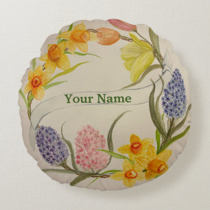 almohada de diseño de acuarela de flores de color 