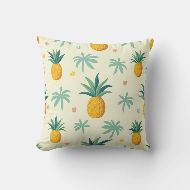 almohada de diseño de patrón de piña tropical y ár (Anverso)