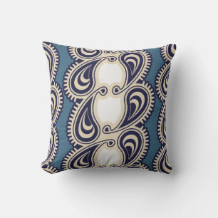 Almohada de diseño reversible Blue Paisley