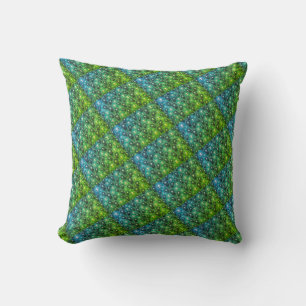 almohada de diseño verde y azul