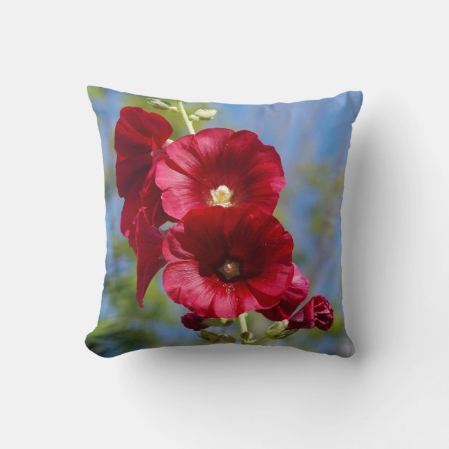 almohada de doble cara Hollyhocks (Anverso)