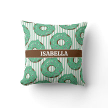 Almohada de donut verde mentolado
