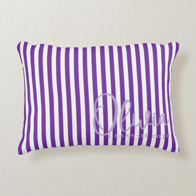 Almohada de dormitorio con franja morada personali (Anverso)