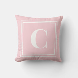 Almohada de Dormitorio con Monograma Rosa Preppy –