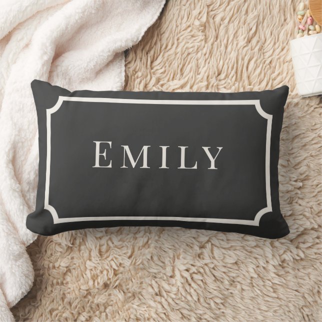 Almohada de dormitorio con nombre gris y blanco el (Manta)