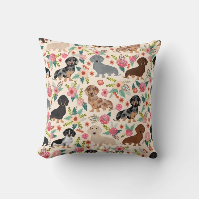 almohada de Doxie Florals - almohada tierna de tir (Anverso)