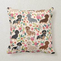 almohada de Doxie Florals - almohada tierna de tir