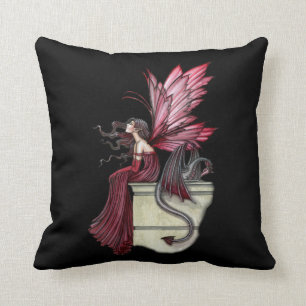 Almohada de Dragon Rubí Inquieto y Hada