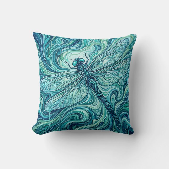 Almohada de Dragonfly – Fusión Azul Océano (Anverso)