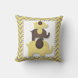 Almohada de elefante con chevron gris y amarillo