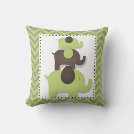 Almohada de elefante con Chevron Verde y Gris