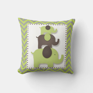 Almohada de elefante con Chevron Verde y Gris