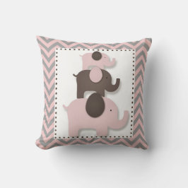 Almohada de elefante con chevrones rosados y grise