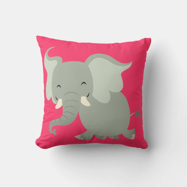 Almohada de elefante de dibujos animados alegre (Anverso)