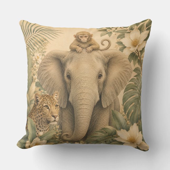 Almohada de elefante de Safari Botánico (Anverso)